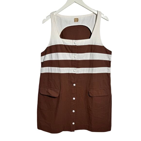 Free People Dresses & Skirts - Free People St. Tropez Tunic Mini Dress Women L Umber Earth Combo Boho Coastal